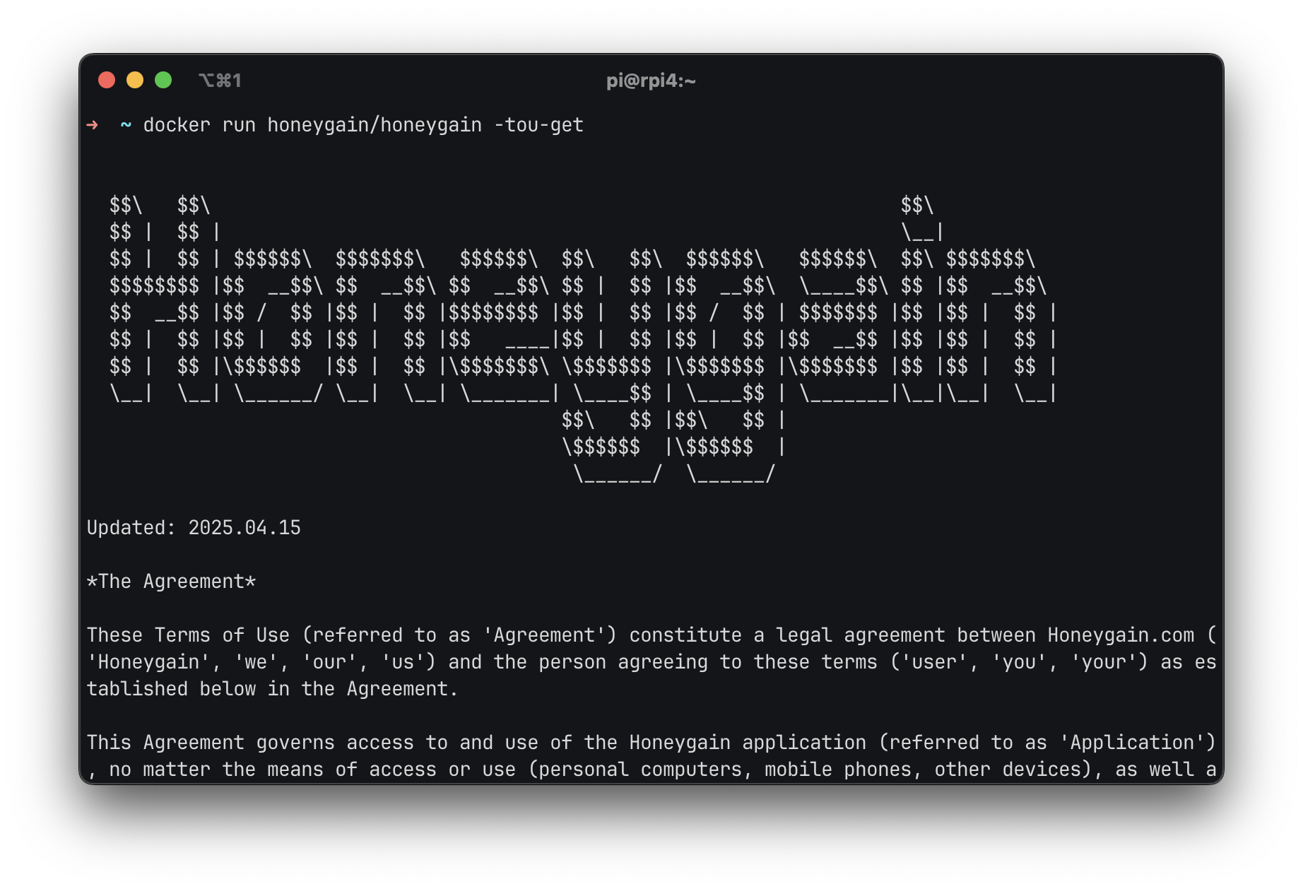 Honeygain Terms of Use (TOU)